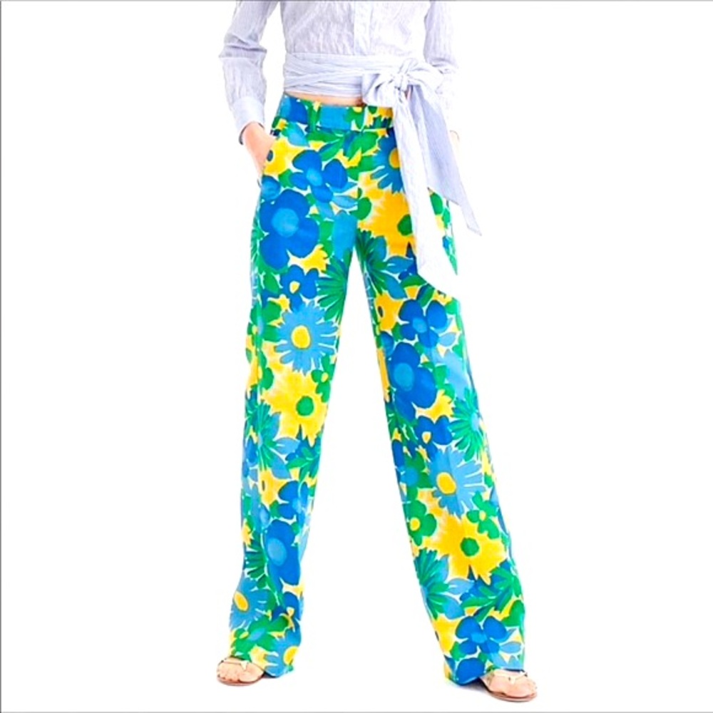 J. Crew Linen Floral Pants